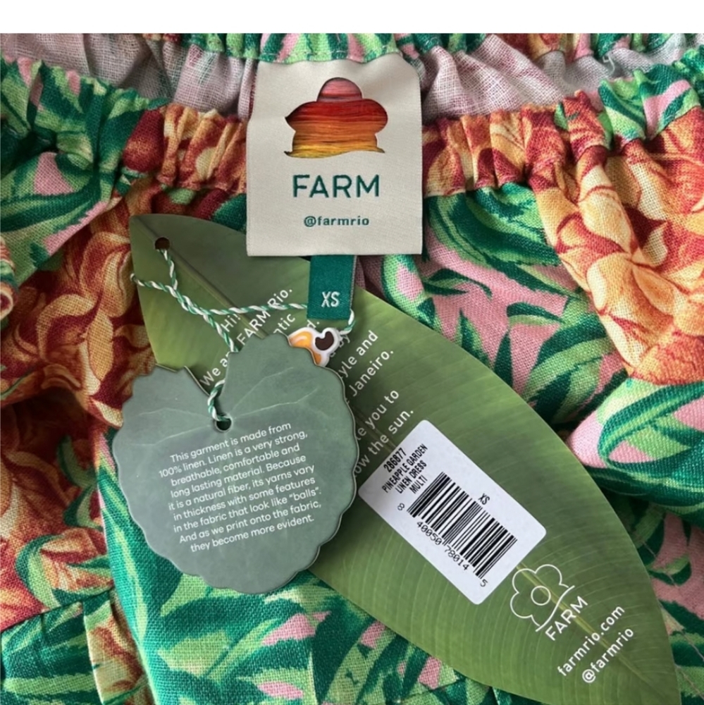 Farm Rio 🍍 Pineapple Garden Linen Midi Dress - Picture 9 of 12